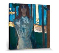 1art1 Edvard Munch Poster Impression sur Toile Nuit D'Été, La Voix, 1896 Affiche Murale XXL Encadrée | Tendue sur Cadre en Bois | Tableau 70x70 cm