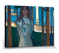 1art1 Edvard Munch Poster Impression sur Toile Nuit D'Été, La Voix, 1896 Affiche Murale XXL Encadrée | Tendue sur Cadre en Bois | Tableau 80x60 cm