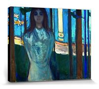 1art1 Edvard Munch Poster Impression sur Toile Nuit D'Été, La Voix, 1896 Affiche Murale XXL Encadrée | Tendue sur Cadre en Bois | Tableau 50x40 cm