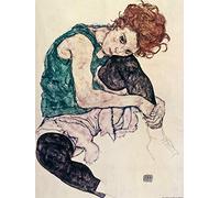 1art1 Egon Schiele Poster La Femme De L'Artiste, Femme Assise, 1917 Affiche Reproduction 80x60 cm