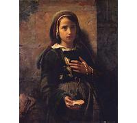 1art1 Emile Auguste Hublin Poster Young Girl, Holding A Sea Shell and Rosary, 1872 Affiche Reproduction 50x40 cm