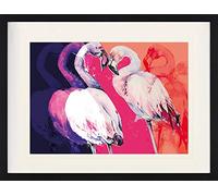 1art1 Flamants Poster Flamingo Love Affiche Encadrée avec Passe-Partout Élégant | Images Murales | dans Un Cadre Photo 80x60 cm