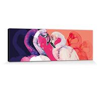1art1 Flamants Poster Impression sur Toile Flamingo Love Affiche Murale XXL Encadrée | Tendue sur Cadre en Bois | Tableau 90x30 cm