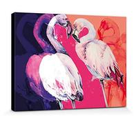1art1 Flamants Poster Impression sur Toile Flamingo Love Affiche Murale XXL Encadrée | Tendue sur Cadre en Bois | Tableau 40x30 cm
