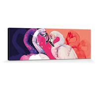 1art1 Flamants Poster Impression sur Toile Flamingo Love Affiche Murale XXL Encadrée | Tendue sur Cadre en Bois | Tableau 150x50 cm