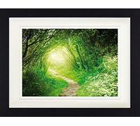 1art1 Forêts Poster Forêt Verte, Sentier Lumineux Affiche Encadrée avec Passe-Partout Élégant | Images Murales | dans Un Cadre Photo 40x30 cm