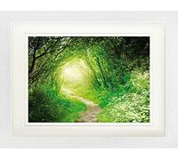 1art1 Forêts Poster Forêt Verte, Sentier Lumineux Affiche Encadrée avec Passe-Partout Élégant | Images Murales | dans Un Cadre Photo 40x30 cm