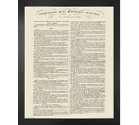 1art1 France Affiche Reproduction et Cadre (MDF) - Constitution De La République Française, 22 Août 1795 (50 x 40cm)