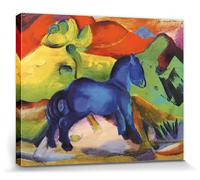 1art1 Franz Marc Poster Impression sur Toile Le Petit Cheval Bleu, 1912 Affiche Murale XXL Encadrée | Tendue sur Cadre en Bois | Tableau 50x40 cm