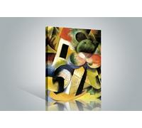 1art1 Franz Marc Poster Impression sur Toile Petite Composition II, Maison avec des Arbres, 1914 Affiche Murale XXL Encadrée | Tendue sur Cadre en Bois | Tableau 120x80 cm
