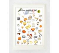 1art1 Fromage Poster Fromages Français Affiche Encadrée avec Passe-Partout Élégant | Images Murales | dans Un Cadre Photo 40x30 cm