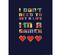 1art1 Gaming Poster I Don't Need to Get A Life, I'm A Gamer Affiche Reproduction 50x40 cm