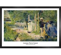 1art1 Georges Seurat Affiche Murale et Cadre (MDF) - Homme Peignant Un Bateau, 1883 (91 x 61cm)