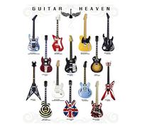 1art1 Guitares Poster Impression sur Toile Guitar Heaven, Rock Hall of Fame Affiche Murale XXL Encadrée | Tendue sur Cadre en Bois | Tableau 40x30 cm