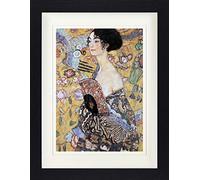 1art1 Gustav Klimt Poster Dame À L'Éventail, 1917-18 Affiche Encadrée avec Passe-Partout Élégant | Images Murales | dans Un Cadre Photo 40x30 cm