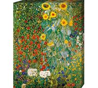 1art1 Gustav Klimt Poster Impression sur Toile Jardin De Campagne avec des Tournesols, 1905-06 Affiche Murale XXL Encadrée | Tendue sur Cadre en Bois | Tableau 50x40 cm