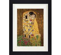 1art1 Gustav Klimt Poster Le Baiser II Affiche Encadrée avec Passe-Partout Élégant | Images Murales | dans Un Cadre Photo 40x30 cm