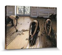 1art1 Gustave Caillebotte Poster Impression sur Toile Les Raboteurs De Parquet, 1875 Affiche Murale XXL Encadrée | Tendue sur Cadre en Bois | Tableau 80x60 cm