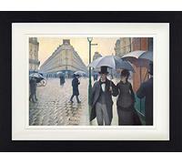 1art1 Gustave Caillebotte Poster Rue De Paris, Temps De Pluie, 1877 Affiche Encadrée avec Passe-Partout Élégant | Images Murales | dans Un Cadre Photo 40x30 cm