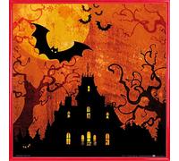 1art1 Halloween Affiche Reproduction et Cadre (Plastique) - Maison Hantée Et Lune De Sang (40 x 40cm)
