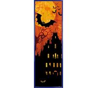 1art1 Halloween Affiche Reproduction et Cadre (Plastique) - Maison Hantée Et Lune De Sang (91 x 30cm)
