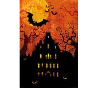 1art1 Halloween Posters XXL Maison Hantée Et Lune De Sang Affiche 120x80 cm