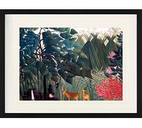 1art1 Henri Rousseau Poster La Chute d'eau, 1910 Affiche Encadrée avec Passe-Partout Élégant | Images Murales | dans Un Cadre Photo 80x60 cm