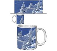 1art1 Hiver Colline Et Sapins Couverts De Neige Scintillante Tasse À Café Mug 9x8 cm