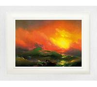 1art1 Ivan Aivazovsky Poster La Neuvième Vague, 1850 Affiche Encadrée avec Passe-Partout Élégant | Images Murales | dans Un Cadre Photo 40x30 cm