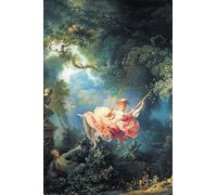 1art1 Jean-Honoré Fragonard Poster Impression sur Toile Les Hasards Heureux De L'Escarpolette, 1767 Affiche Murale XXL Encadrée | Tendue sur Cadre en Bois | Tableau 120x80 cm