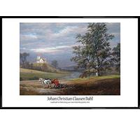 1art1 Johan Christian Dahl Affiche Murale et Cadre (Plastique) - Paysage De Pedersborg Près De Sorø Et Église De Pedersborg, 1832 (91 x 61cm)