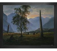 1art1 Johan Christian Dahl Affiche Reproduction et Cadre (MDF) - Paysage Aux Mégalithes, 1839 (50 x 40cm)