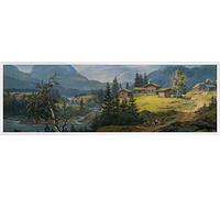1art1 Johan Christian Dahl Affiche Reproduction et Cadre (Plastique) - Regard sur Øylo Ferme, Valdres, 1846 (91 x 30cm)