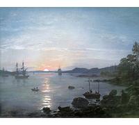 1art1 Johan Christian Dahl Poster Impression sur Toile Fiord Près De Holmestrand, 1834 Affiche Murale XXL Encadrée | Tendue sur Cadre en Bois | Tableau 50x40 cm