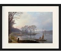 1art1 Johan Christian Dahl Poster Vue sur Dresde À Partir De Pieschen dans La Brume Matinale, 1844 Affiche Encadrée avec Passe-Partout Élégant | Images Murales | dans Un Cadre Photo 80x60 cm