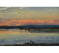 1art1 Johan Christian Dahl Posters XXL L'Elbe dans La Lumière du Soir Affiche 120x80 cm