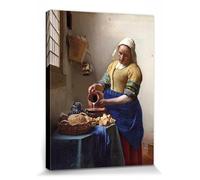 1art1 Johannes Vermeer Poster Impression sur Toile La Laitière, 1658-1660 Affiche Murale XXL Encadrée | Tendue sur Cadre en Bois | Tableau 40x30 cm