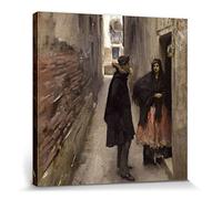 1art1 John Singer Sargent Poster Impression sur Toile Rue À Venise, 1882 Affiche Murale XXL Encadrée | Tendue sur Cadre en Bois | Tableau 70x70 cm