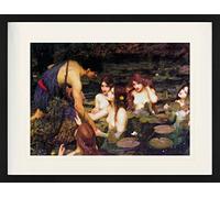1art1 John William Waterhouse Poster Hylas Et Les Nymphes, 1896 Affiche Encadrée avec Passe-Partout Élégant | Images Murales | dans Un Cadre Photo 80x60 cm