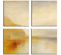 1art1 Joseph William Turner Poster Impression sur Toile Inverary Pier, Loch Fyne, Matin, 1840-1850, 4 Parties Affiche Murale XXL Encadrée | Tendue sur Cadre en Bois | Tableau 100x100 cm