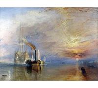 1art1 Joseph William Turner Poster Impression sur Toile Le Téméraire De Combat, 1839 Affiche Murale XXL Encadrée | Tendue sur Cadre en Bois | Tableau 80x60 cm