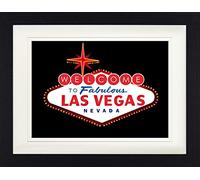 1art1 Las Vegas Poster Logo Affiche Encadrée avec Passe-Partout Élégant | Images Murales | dans Un Cadre Photo 40x30 cm