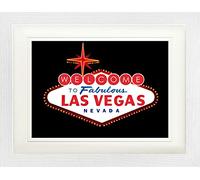 1art1 Las Vegas Poster Logo Affiche Encadrée avec Passe-Partout Élégant | Images Murales | dans Un Cadre Photo 40x30 cm