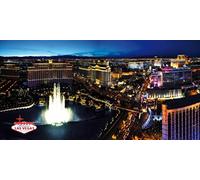 1art1 Las Vegas Sticker Mural Vue Nocturne avec Fontaines du Bellagio, 1 Partie Poster Papier Peint Autocollant 240x120 cm