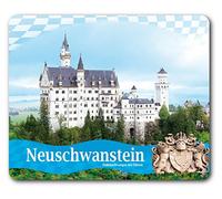 1art1 Le Château De Neuschwanstein Blason Royal Et Drapeau De La Bavière Tapis De Souris 23x19 cm