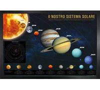 1art1 Le Système Solaire Affiche Murale et Cadre (MDF) - Il Nostro Sistema Solare (91 x 61cm)