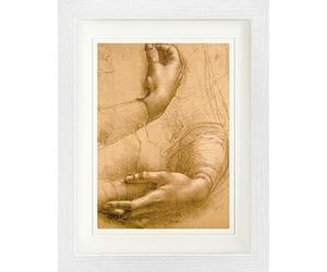 1art1 Leonardo Da Vinci Poster Étude De Mains, vers 1478 Affiche Encadrée avec Passe-Partout Élégant | Images Murales | dans Un Cadre Photo 40x30 cm