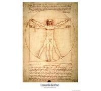1art1 Leonardo Da Vinci Poster Homme De Vitruve, vers 1490 Affiche Murale 91x61 cm