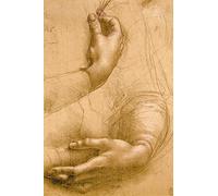 1art1 Leonardo Da Vinci Poster Impression sur Toile Étude De Mains, vers 1478 Affiche Murale XXL Encadrée | Tendue sur Cadre en Bois | Tableau 120x80 cm