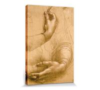 1art1 Leonardo Da Vinci Poster Impression sur Toile Étude De Mains, vers 1478 Affiche Murale XXL Encadrée | Tendue sur Cadre en Bois | Tableau 30x20 cm